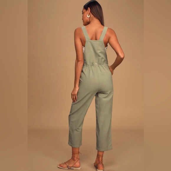 Verona Sage Green Drawstring Wide-Leg Jumpsuit - Picture 3 of 4